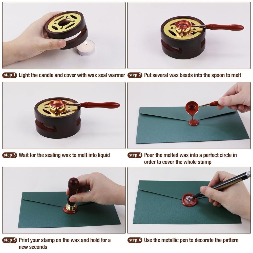 Wax Seal Kit, Premium Wax Seal Stamp Kit with 24 Colors 624 Pcs Beads, Metallic - Picture 3 of 6
